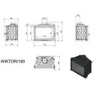 Kominek żeliwny KRATKI WIKTOR 14 kW Ø 180