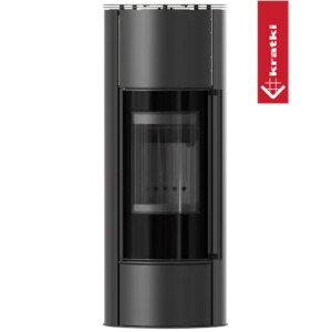 Piec wolnostojący KRATKI ERIK Ø 150 5,5 kW/W z czarnym termotec