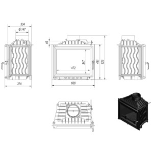 Kominek żeliwny KRATKI ANTEK 10 kW Ø 150