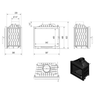 Kominek żeliwny KRATKI ANTEK DECO 10 kW Ø 150