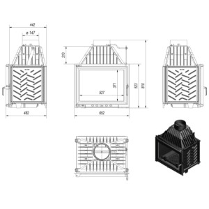 Kominek żeliwny KRATKI ZUZIA 15 kW Ø 150