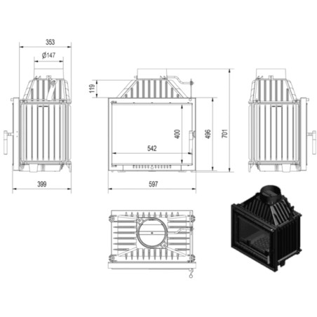 Kominek żeliwny KRATKI MAJA DECO 8 kW Ø 150