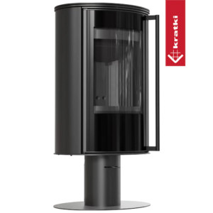 Piec wolnostojący KRATKI ERIK Ø 150 5,5 kW/N z czarnym termotec
