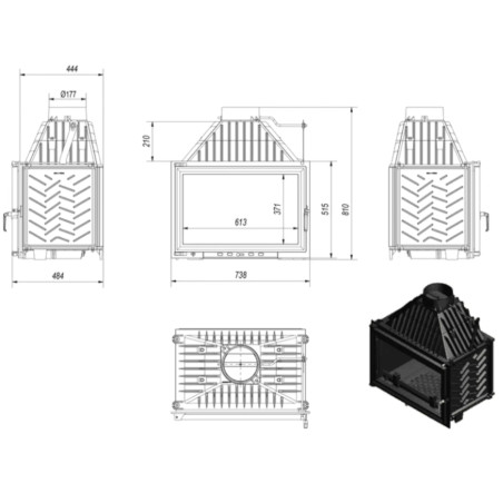 Kominek żeliwny KRATKI OLIWIA 16 kW Ø 180