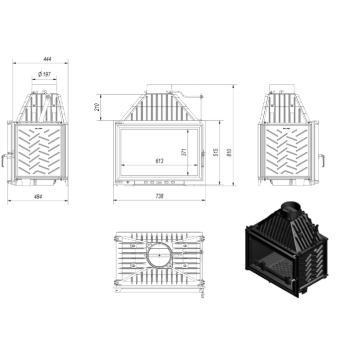 Kominek żeliwny KRATKI OLIWIA 16 kW Ø 200