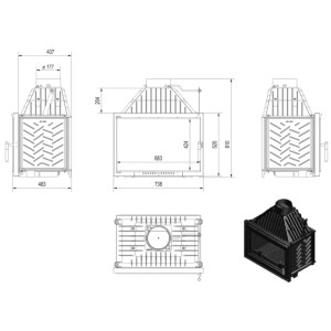 Kominek żeliwny KRATKI OLIWIA DECO 16 kW Ø 180