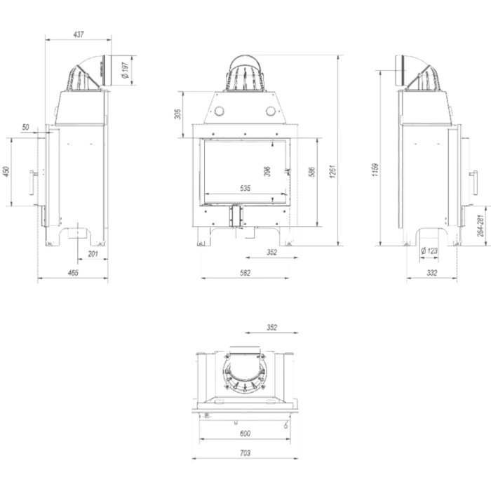 Kominek KRATKI MBM 10 kW Ø 200