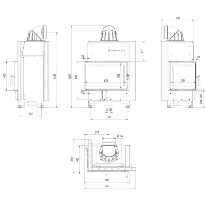 Kominek KRATKI MBM lewy BS 10 kW Ø 200