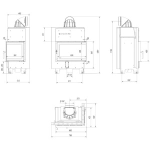 Kominek KRATKI MBM prawy BS 10 kW Ø 200