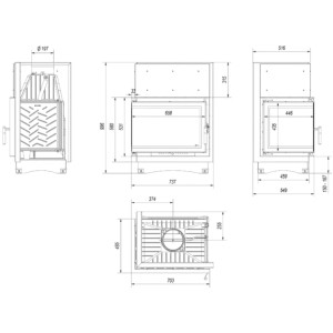 Kominek żeliwny KRATKI ZUZIA ECO DECO lewy BS 12 kW Ø 200
