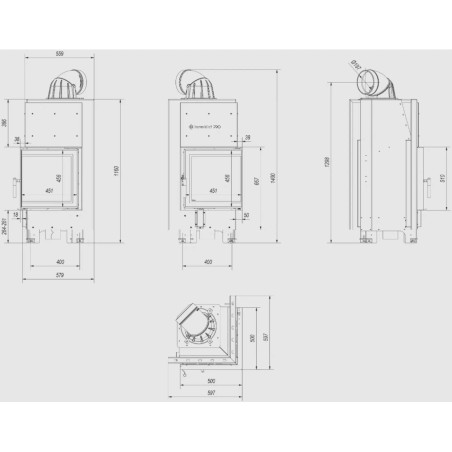 Kominek KRATKI MBN lewy BS 8 kW Ø 200
