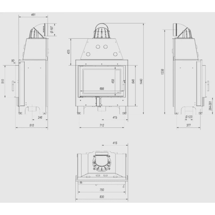 Kominek KRATKI MBO 15 kW Ø 200