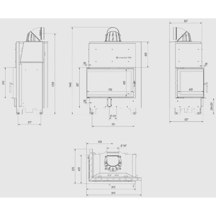 Kominek KRATKI MBO lewy BS 15 kW Ø 200