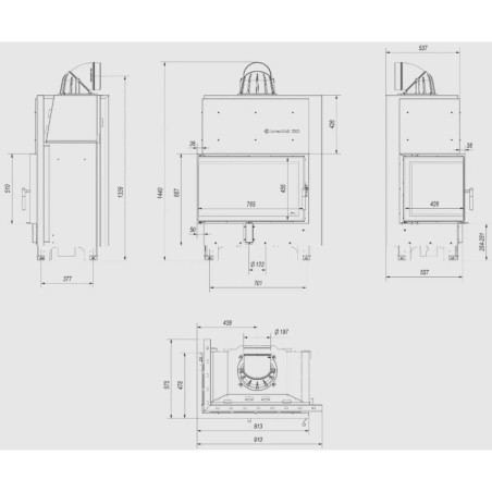 Kominek KRATKI MBO lewy BS 15 kW Ø 200