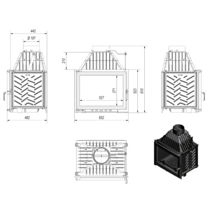 Kominek powietrzny żeliwny KRATKI ZUZIA 15 kW Ø 200