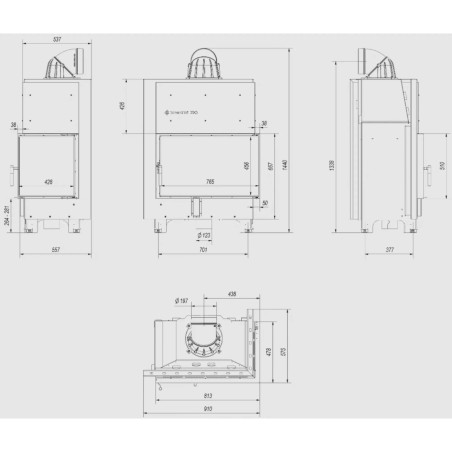 Kominek KRATKI MBO prawy BS 15 kW Ø 200