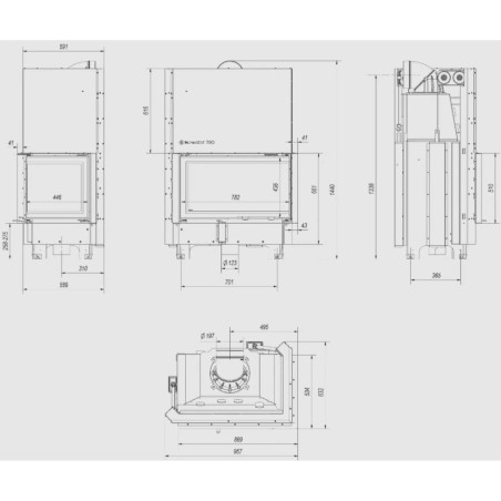 Kominek KRATKI MBO prawy BS 15 kW Ø 200 Gilotyna