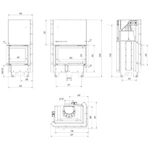 Kominek KRATKI MBM prawy BS 10 kW Ø 200 Gilotyna
