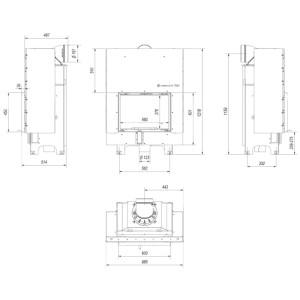 Kominek KRATKI MBM 10 kW Ø 200 Gilotyna