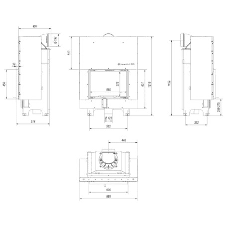 Kominek KRATKI MBM 10 kW Ø 200 Gilotyna