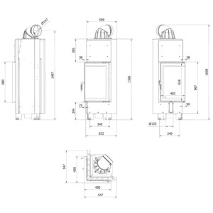 Kominek KRATKI MBN prawy BS 10 kW Ø 200