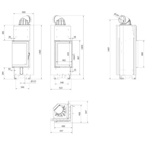 Kominek KRATKI MBN lewy BS 10 kW Ø 200