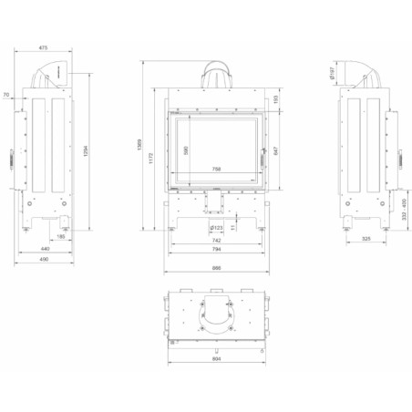 Kominek KRATKI LUCY 15 kW Ø 200