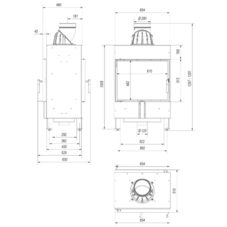 Kominek KRATKI LUCY TUNEL 12 kW Ø 200