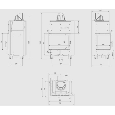 Kominek KRATKI MBZ lewy BS 13 kW Ø 200