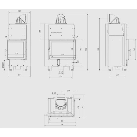 Kominek KRATKI MBZ prawy BS 13 kW Ø 200