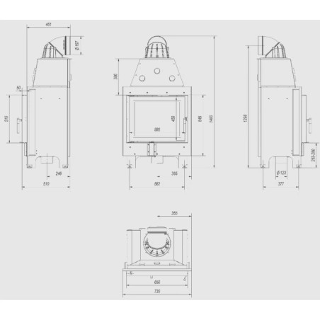 Kominek KRATKI MBZ 13 kW Ø 200