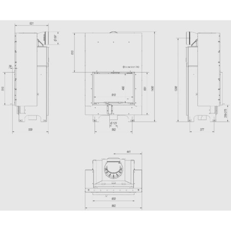 Kominek KRATKI MBZ 13 kW Ø 200 Gilotyna