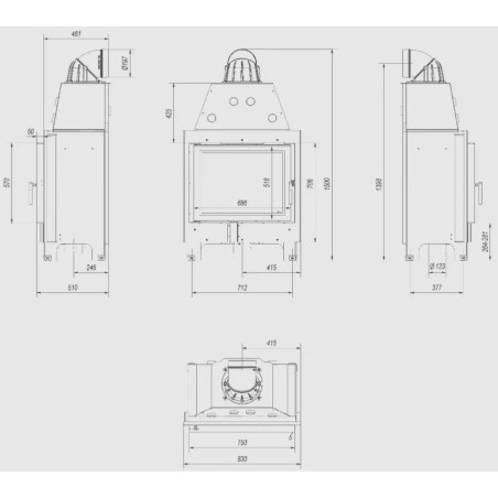 Kominek KRATKI MBA 17 kW Ø 200