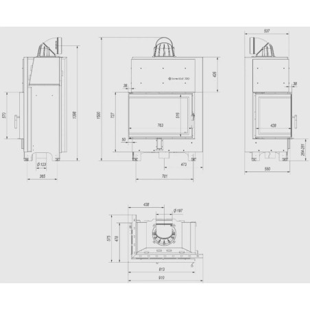 Kominek KRATKI MBA lewy BS 17 kW Ø 200
