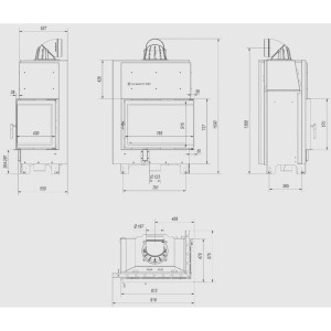 Kominek KRATKI MBA prawy BS 17 kW Ø 200