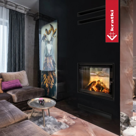 Kominek KRATKI LUCY TUNEL 12 kW Ø 200 czarne wyłożenie