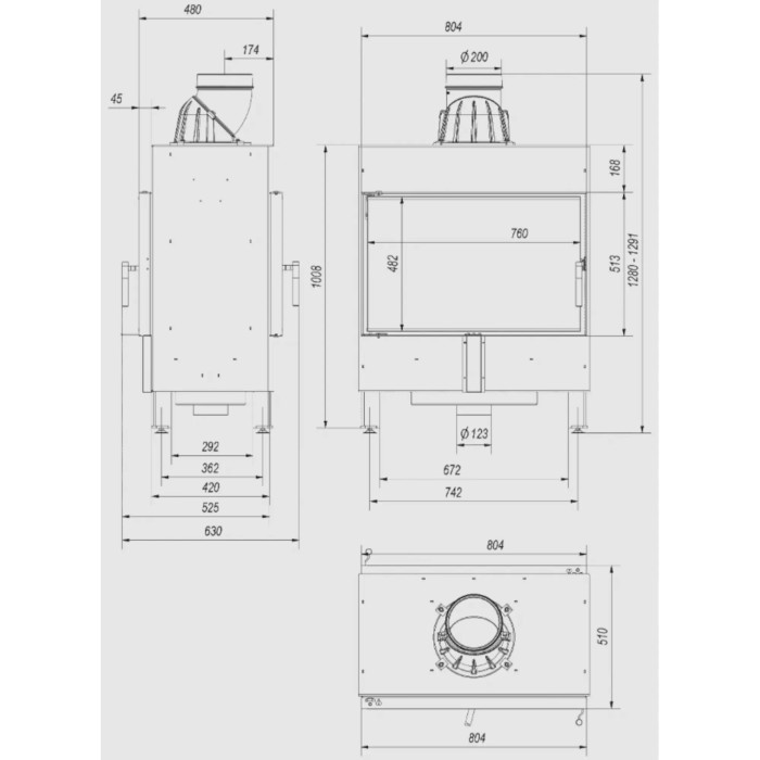 Kominek KRATKI LUCY TUNEL 14 kW Ø 200