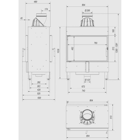 Kominek KRATKI LUCY TUNEL 14 kW Ø 200