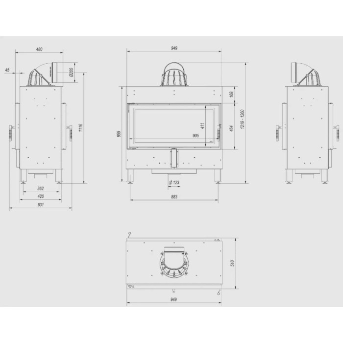 Kominek KRATKI LUCY TUNEL 16 kW Ø 200