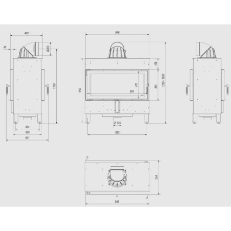 Kominek KRATKI LUCY TUNEL 16 kW Ø 200