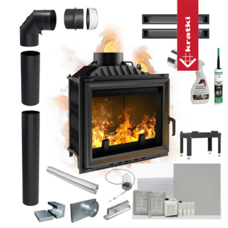 Kominek powietrzny żeliwny KRATKI ANTEK 10 kW Ø 180 zestaw montażowy