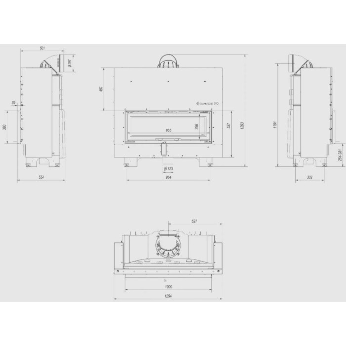 Kominek KRATKI MB100 14 kW Ø 200 Gilotyna