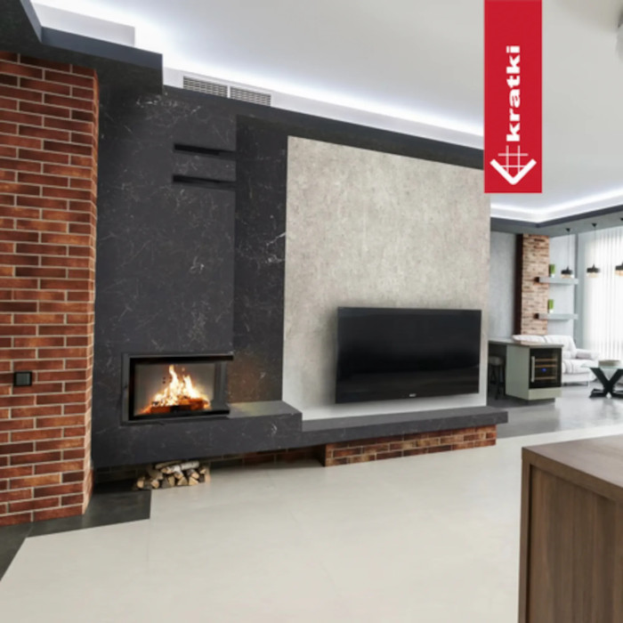Kominek z płaszczem wodnym KRATKI MBM prawy 12 kW Ø 180