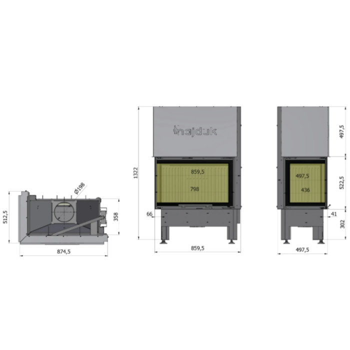 Kominek Hajduk Volcano 2LATh 9 kW