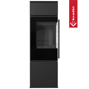 Piec stalowy KRATKI REN/S lewy Ø 150 7 kW czarne wyłożenie