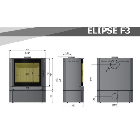 Piec wolnostojący Hajduk Elipse F3 9kW