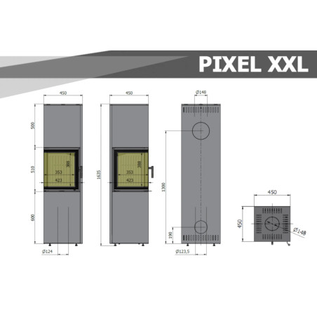 Piec wolnostojący Hajduk Pixel XXL 7kW