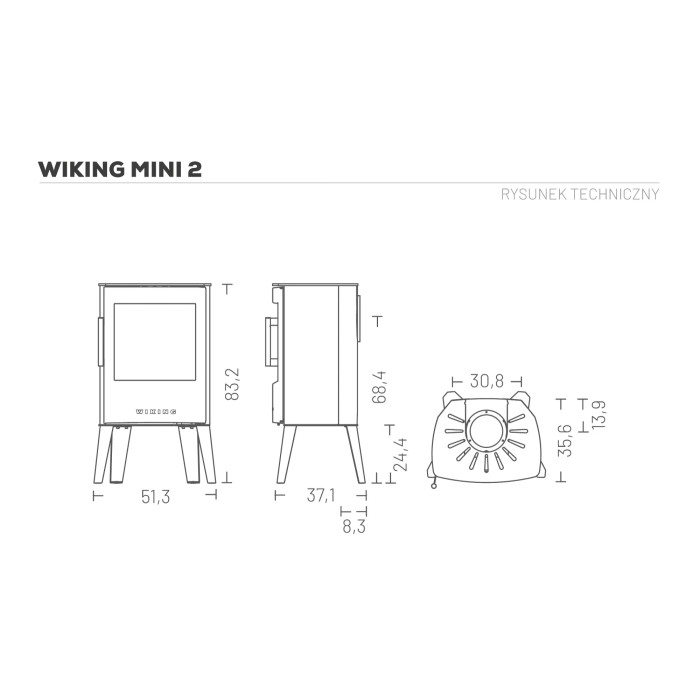 Piec wolnostojący Wiking Mini 2 z wysokimi nóżkami – Automatic