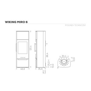 Piec wolnostojący Wiking Miro 6 ze schowkiem na drewno – Automatic