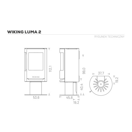 Piec wolnostojący Wiking Luma 2 na nodze – Automatic